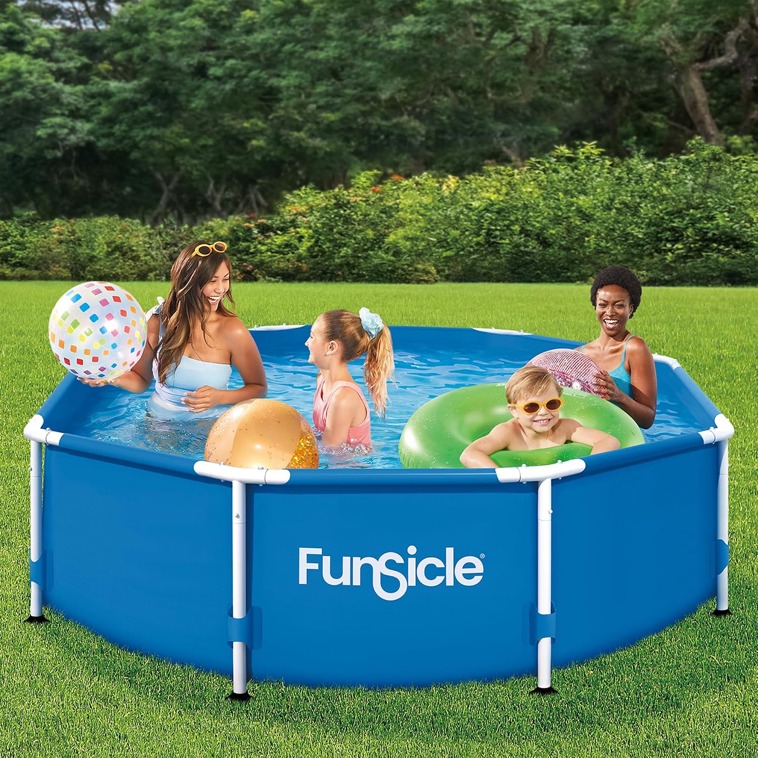 Funsicle Activity 8' x 30' Round Above Ground Swimming Pool, Includes FiltraBoost 400 GPH Filter Pump with AutoSkimmer, Type I Filter Cartridge & Repair Patch