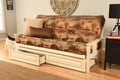 Kodiak Furniture Monterey Futon Set with Storage Drawers, with Antique White Base and Canadian Mattress