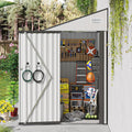 4x8FT Outdoor Storage Shed, Lean to Shed, Metal Wall Side Tool Storage Sheds House with Single Lockable Door for Backyard, Patio, Garden, Lawn