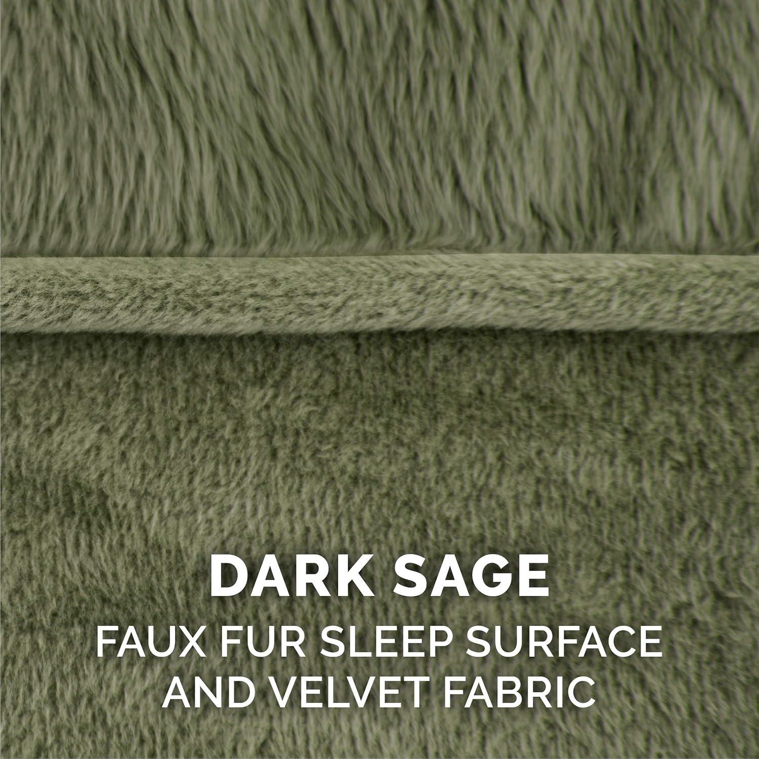 Furhaven Orthopedic Dog Bed for Large Dogs w/ Removable Bolsters & Washable Cover, For Dogs Up to 125 lbs - Faux Fur & Velvet Sofa - Dark Sage, Jumbo Plus/XXL