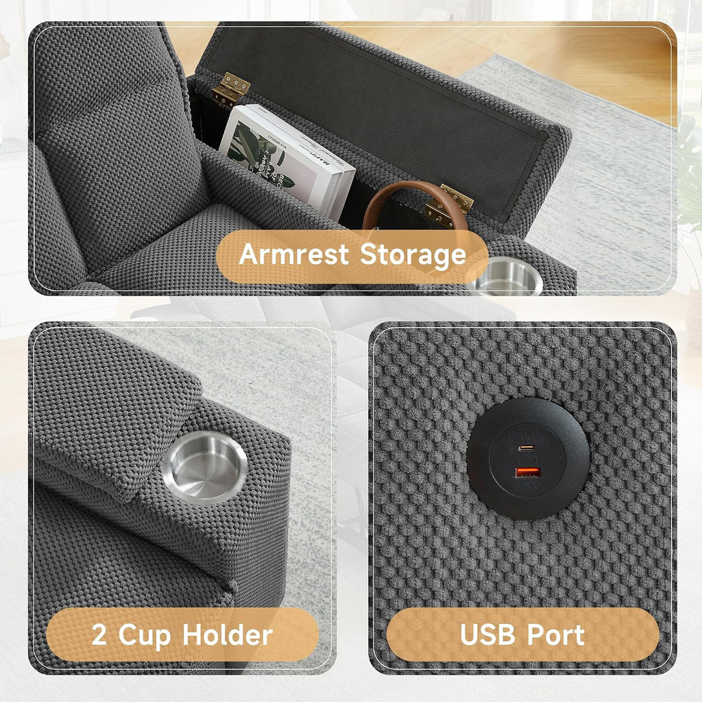 Auvsoce 3-in-1 Folding Convertible Sofa Bed Set of 2, Sleep Couch with Modern Chenille Fabric, 360° Swivel Side Table, Easy Assembly, Perfect for Living Room & Home Theater