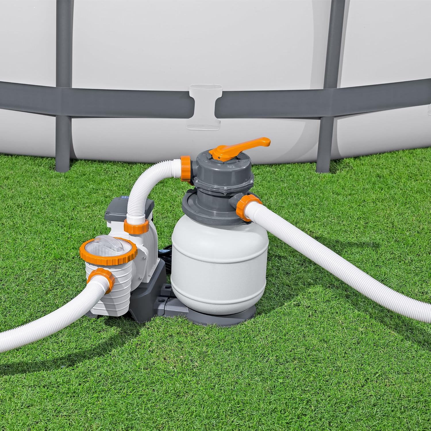 Bestway 58498E Flowclear 1500 Gallon Sand Filter Pool Pump for Above Ground 300 to 11,200 Gallon Swimming Pools with Adapter (Sand is Sold Separately)