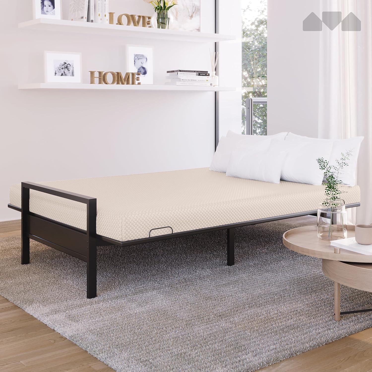 Milliard Full Size Futon Mattress, Ivory, 71 x 52 x 6 Inch, Memory Foam Futon Mattress Full Size, CertiPUR-US, Comfy Sofa Bed, Couch, Removable Washable Hypoallergenic Cover, Frame Not Included