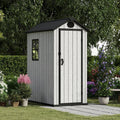 EHHLY Outdoor Storage Shed 3x5 FT, Resin Shed with Floor, Window & Vents, Waterproof Plastic Shed with Lockable Door for Backyard, Patio, Lawn, Gray