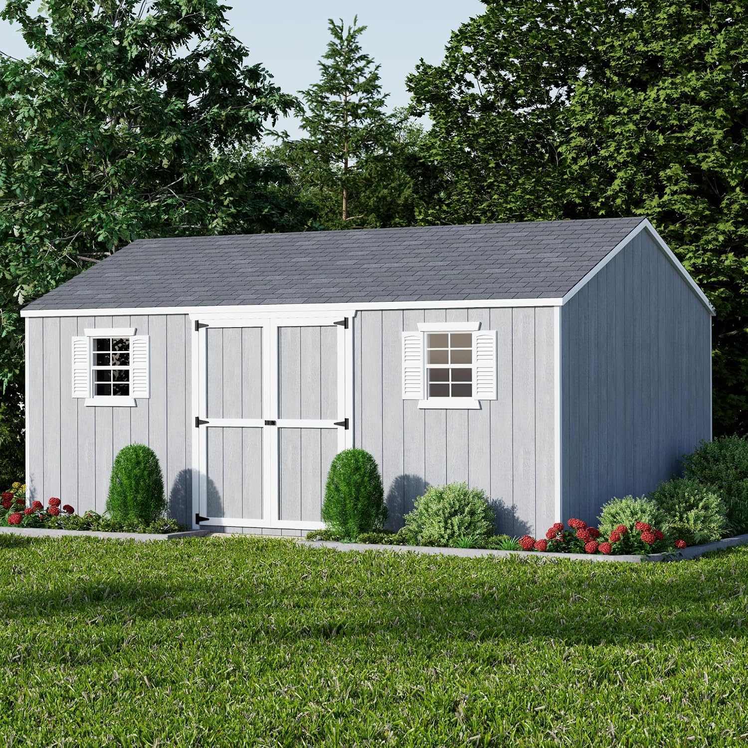 Little Cottage Co. 12x18 Value Workshop Shed with Operable Windows and Floor, Outdoor Wood Storage Do-It-Yourself Precut Kit