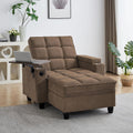 41.7' Chaise Lounge Chair Indoor, Oversized Boucle Upholstered Sofa Bed, Adjustable Backrest Deep Seat Reading Chair, Sofas Couches for Living Room with Storage, Cup Holders & 360° Swivel Side Table