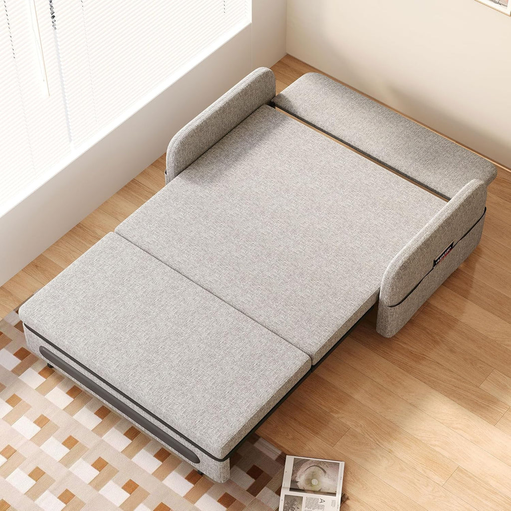 Extendable Sofa Bed zioSofa with Sleeping Function and Storage Space, Sofa Bed for Small Rooms and Living Rooms, Dark Grey and White (61.61'Gray)
