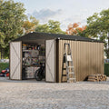 GarveeLife 10 x 10 FT Outdoor Storage Shed,Metal Garden Sheds&Outdoor Storage Clearance, Large Tool Shed Outdoor with Single Lockable Door,Ideal Storage House for Backyard Garden Patio Lawn