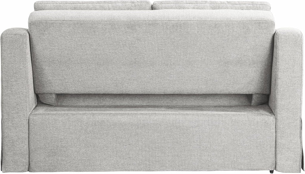 Serta Hawthorne 66.1' Slipcovered Convertible Sleeper Loveseat, Full Size, Dreamcoil Comfort, FingerGuard Pinch Point Protection, Polyester Tweed Fabric, Linen