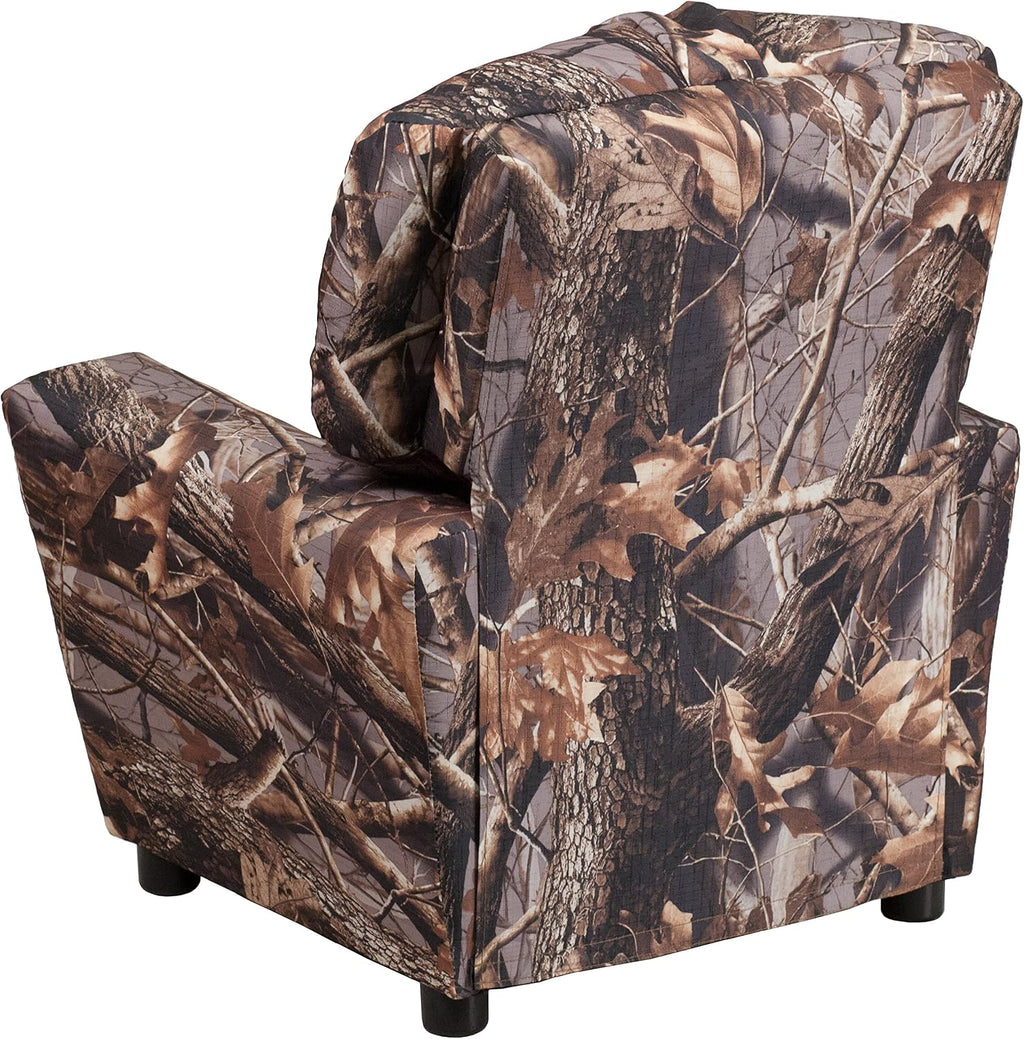 Flash Furniture Chandler Vinyl Kids Recliner with Cup Holder and Safety Recline, Contemporary Reclining Chair for Kids, Supports up to 90 lbs., Camouflage