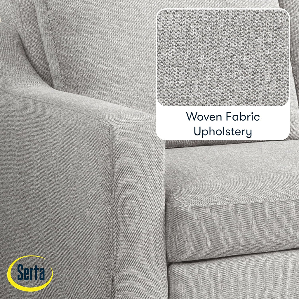 Serta Hawthorne 66.1' Slipcovered Convertible Sleeper Loveseat, Full Size, Dreamcoil Comfort, FingerGuard Pinch Point Protection, Polyester Tweed Fabric, Linen