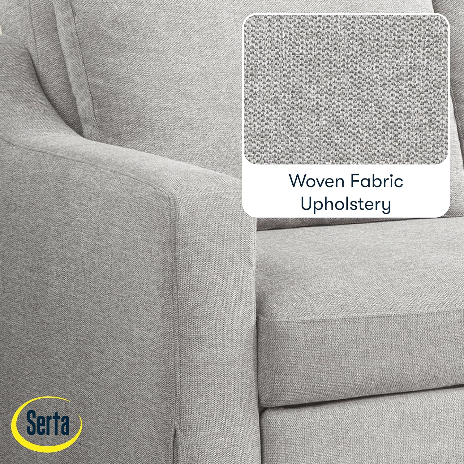 Serta Hawthorne 66.1' Slipcovered Convertible Sleeper Loveseat, Full Size, Dreamcoil Comfort, FingerGuard Pinch Point Protection, Polyester Tweed Fabric, Linen
