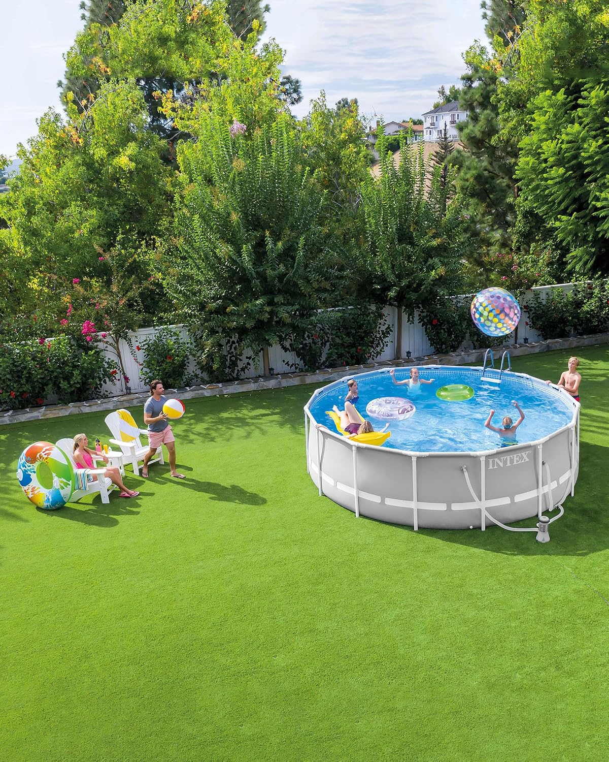 INTEX 26700EH Prism Frame Premium Above Ground Swimming Pool: 10ft x 30in – SuperTough Puncture Resistant – Rust Resistant – Easy Assemble – 1185 Gallon Capacity – Pool Only