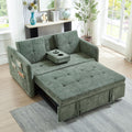 57.48' Convertible Sofa Bed with Cup Holder, Pull Out Sleeper Sofa Bed with USB Charging Ports, 3 in 1 Convertible Sleeper Sofa Bed for Living Room, Apartment, Bedroom, RV, Green