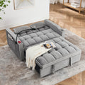 Merax Foldable Sofa Bed with 2 USB Charging Ports, Pull Out Velvet Loveseat Sleeper with Phone Holder, Modern Futon Couch with Cup Holders & Adjustable Backrest for Living Room,Grey