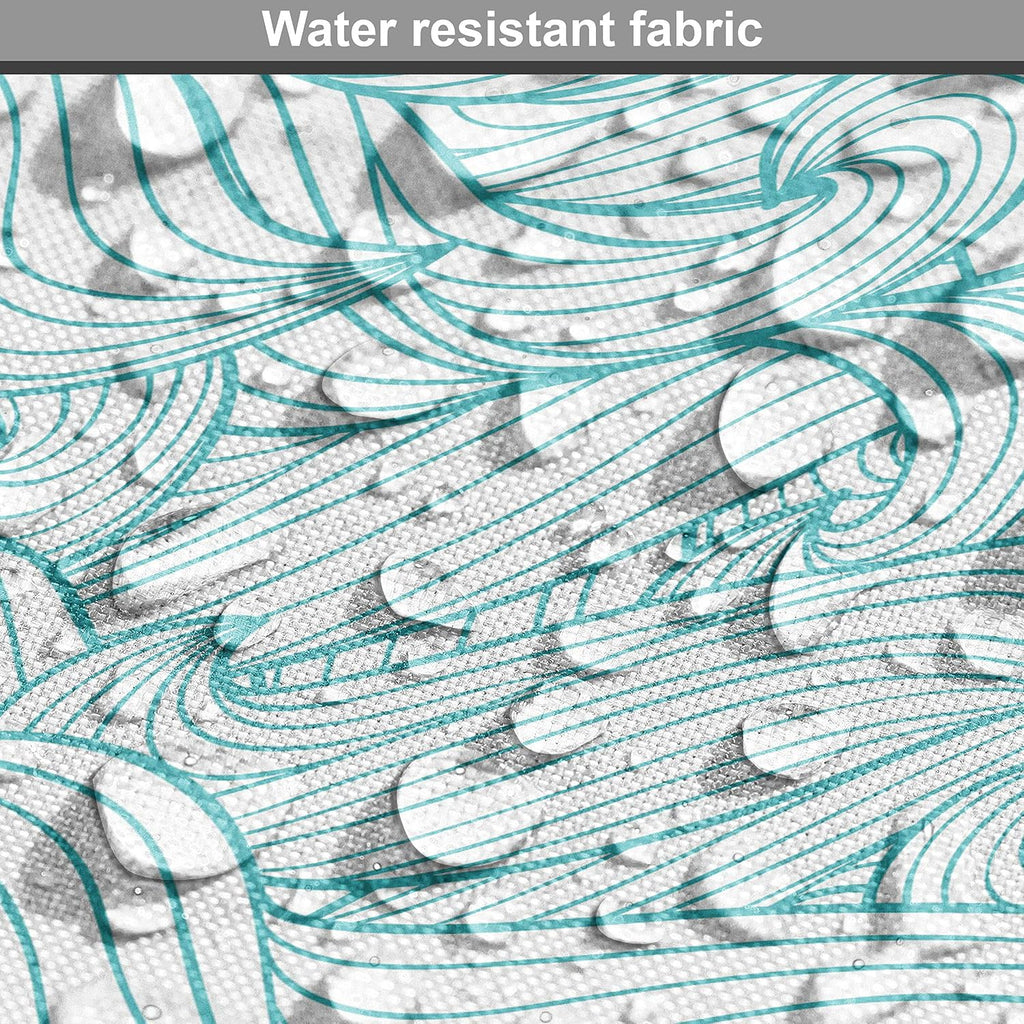 Ambesonne Turquoise Fabric by The Yard, Ocean Themed Waves Abstract Swirls Curlicues Lines Ornamental Vintage Summer, Decorative Fabric for Upholstery and Home Accents, 10 Yards, Teal White