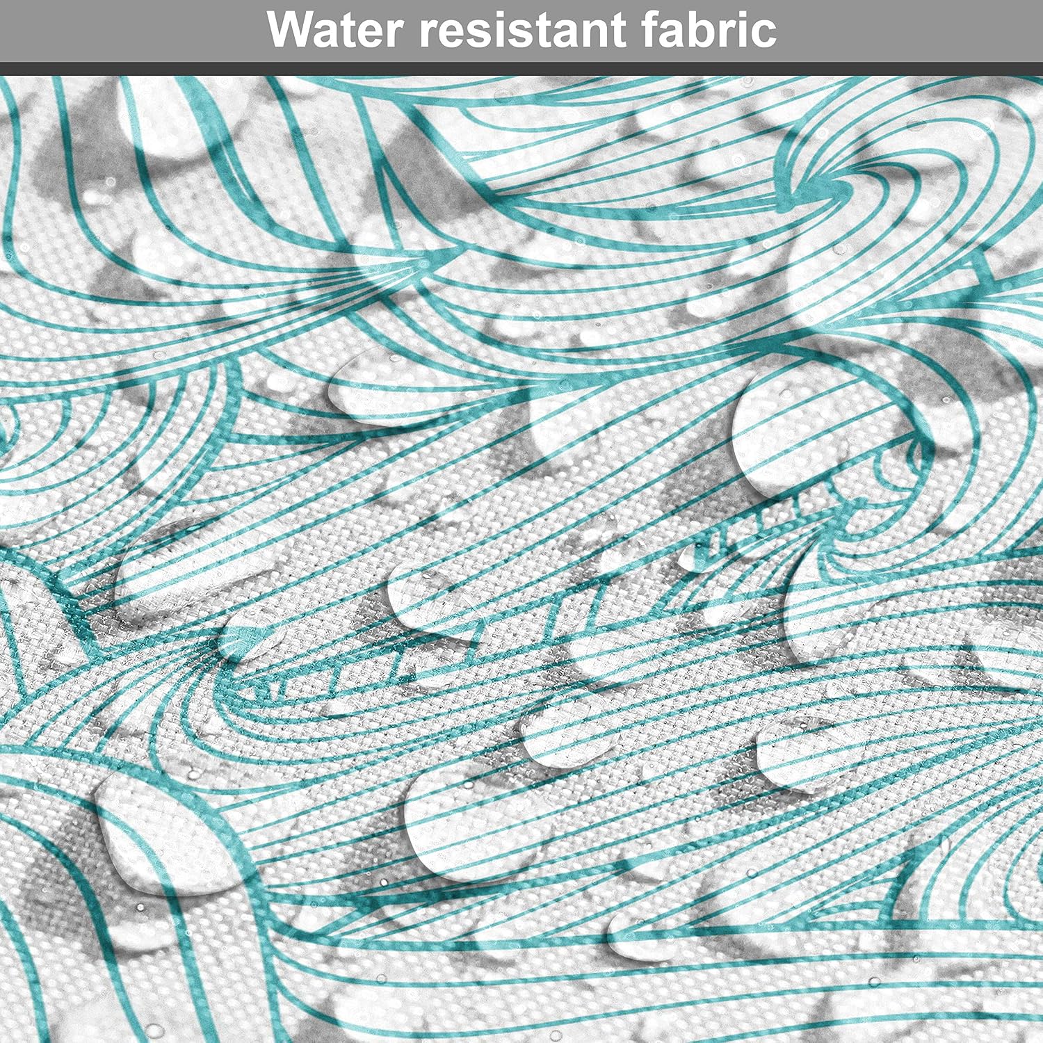 Ambesonne Turquoise Fabric by The Yard, Ocean Themed Waves Abstract Swirls Curlicues Lines Ornamental Vintage Summer, Decorative Fabric for Upholstery and Home Accents, 10 Yards, Teal White