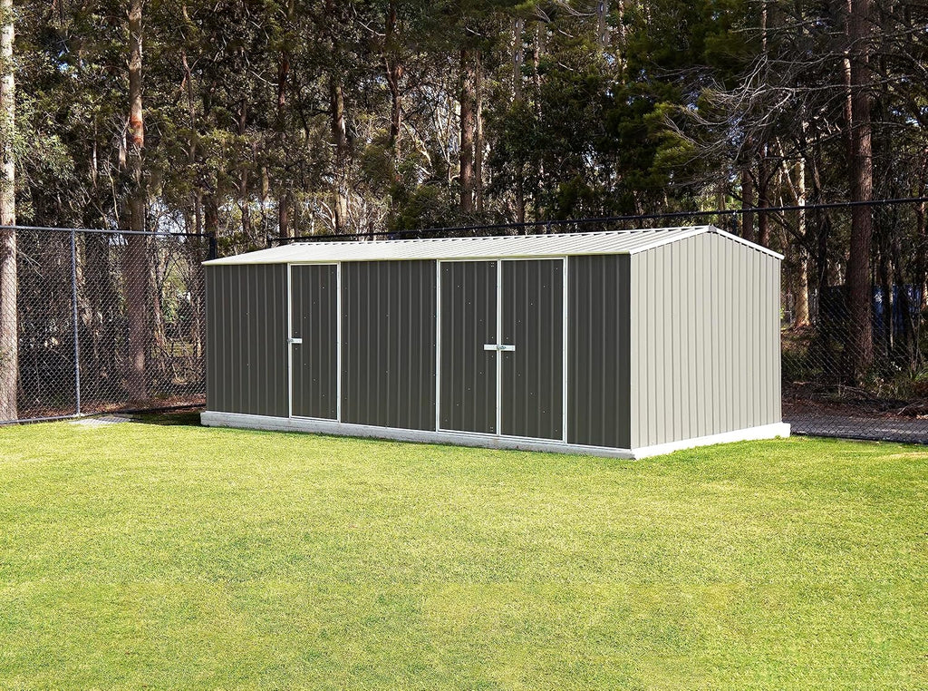 Absco Workshop 20 Ft. x 10 Ft. Metal Storage Shed DIY Galvanized Steel Sheds for Lawn Mower, Equipment, Workbench, Tools, Garden in The Yard, Garden, Patio, Outdoor Storage (Woodland Gray)